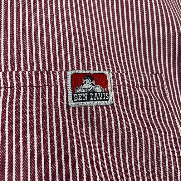 Ben Davis Shirt Mens L Striped 1/4 Zip Work Shirt Short Sleeve - Picture 5 of 10